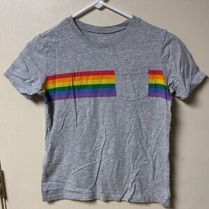 Carter's Gray Tee with Rainbow Stripe